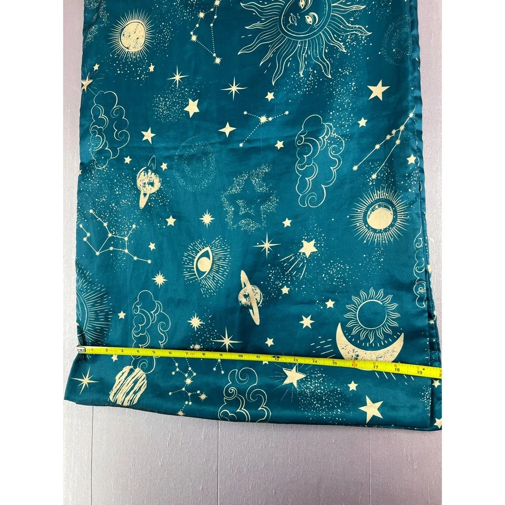 Celestial Sun Moon Star Teal Satin Pillowcase (2) Whimsigoth Standard 20x30